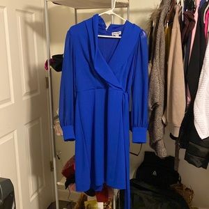 Blue Shear Long Sleeve Church Dress